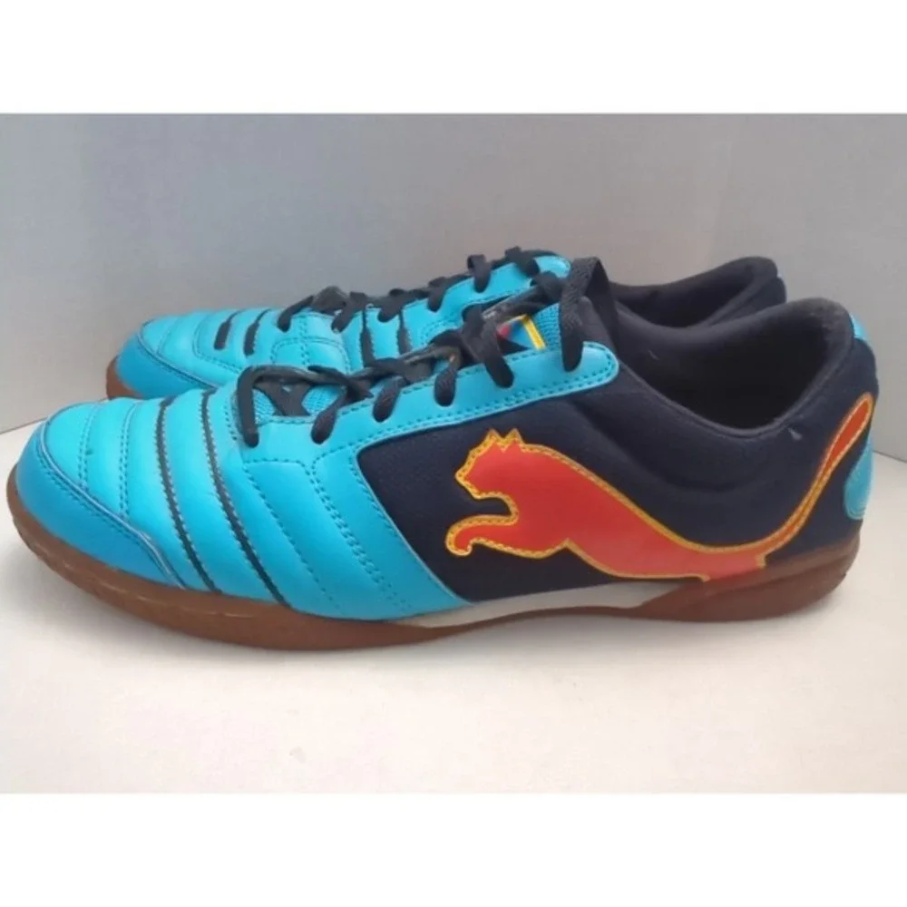 Puma Powercat 4.12 Sala Blue Indoor Soccer Shoes Cleats‎ Men's Sz 10